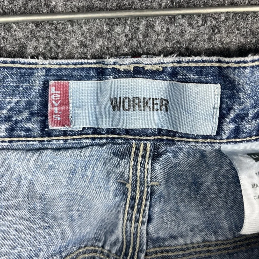 Levi's Worker Denim Shorts Mens 40 Blue Light Wash Carpenter Utility Relaxed